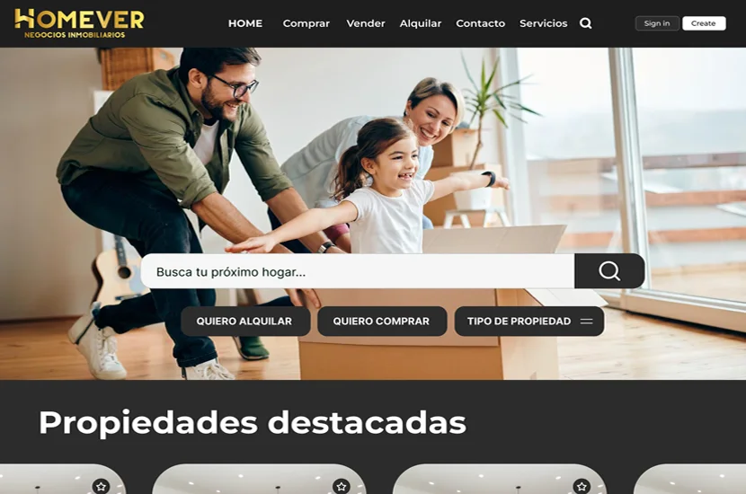 Portada del sitio de Homever